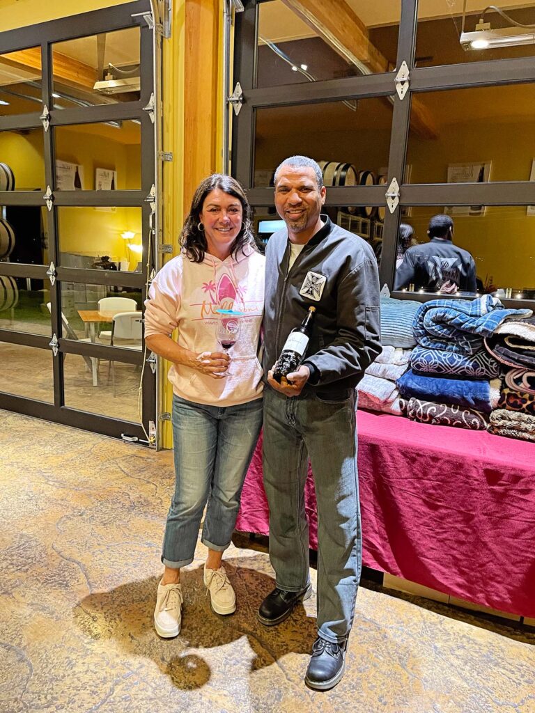 Donna Mellison and new wine club member, James